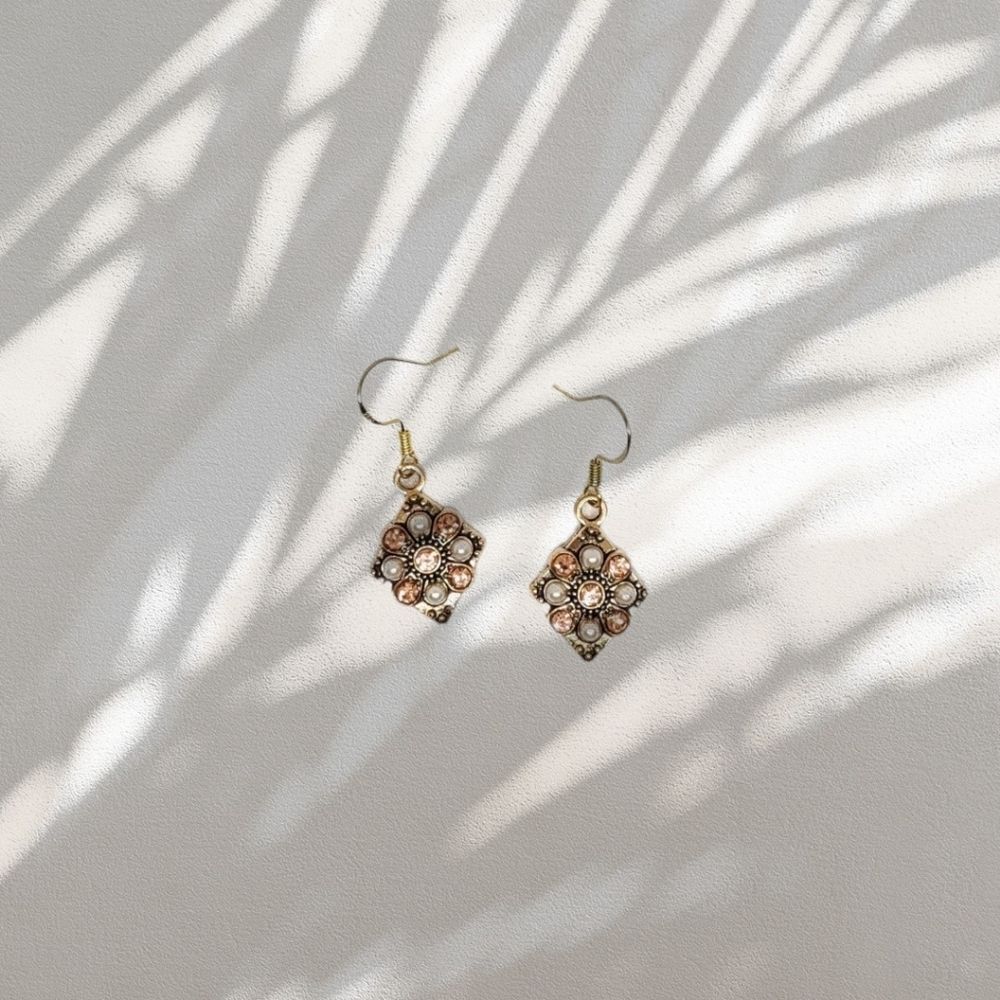 Gold Gypsy Treasure Dainty Drop Earrings Pearl Sterling Silver Statement Jewelry